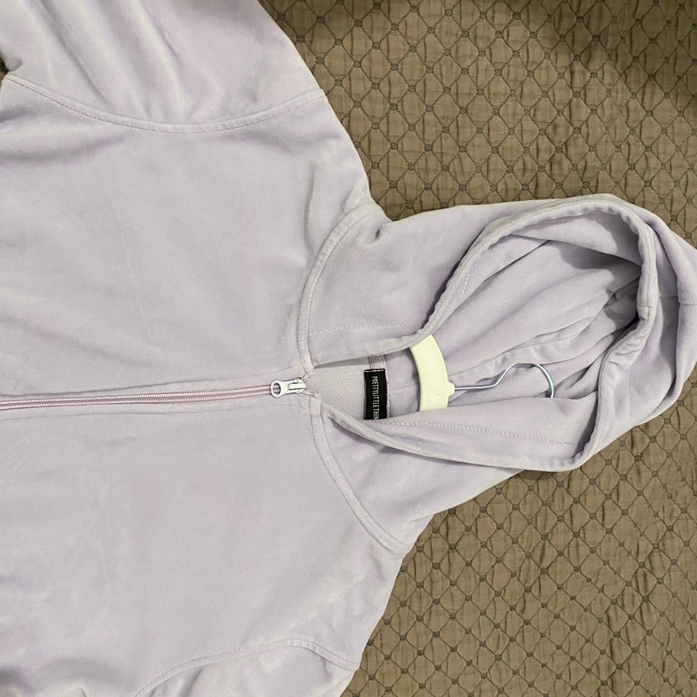 Pretty Little Thing Purple Velour Micro mini skirt and jacket